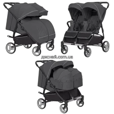Коляска прогулочная Carrello Connect CRL-5502/1 Serious Black, для двойни